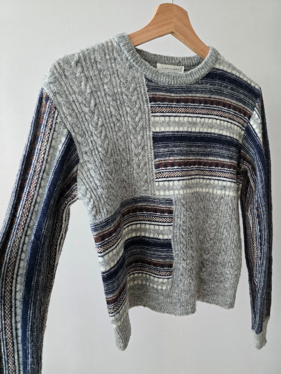 패치워크 케이블 울 니트 상품이미지3