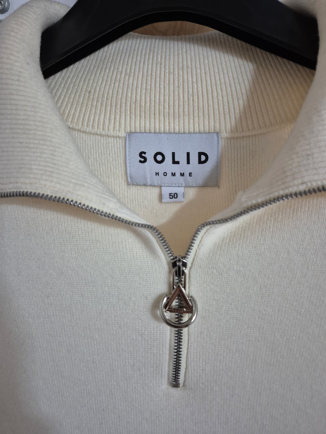 솔리드옴므 하프집업 카라 울 니트 50 아이보리 상품이미지4