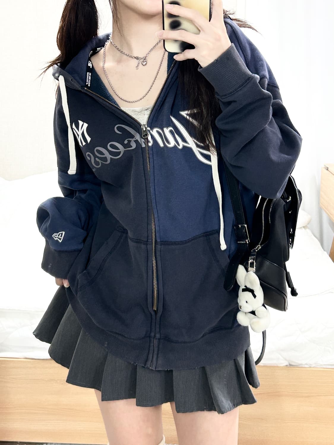 MLB 뉴욕양키스 빅로고 배색 후드집업 상품이미지2