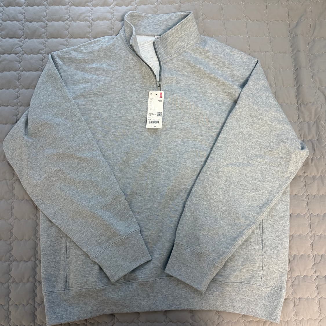 유니클로 1/4 하프집 맨투맨 스웻셔츠 XL 그레이 새제품 상품이미지1
