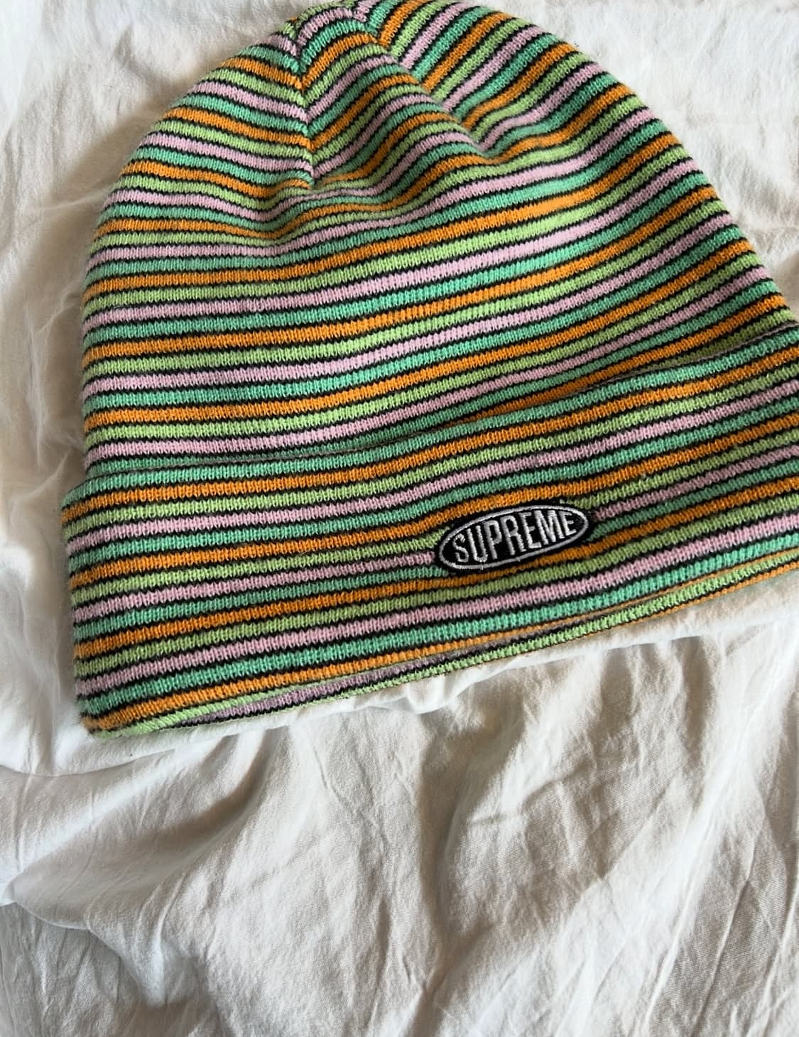 17FW 슈프림 스트라이프 오벌로고 비니 상품이미지2