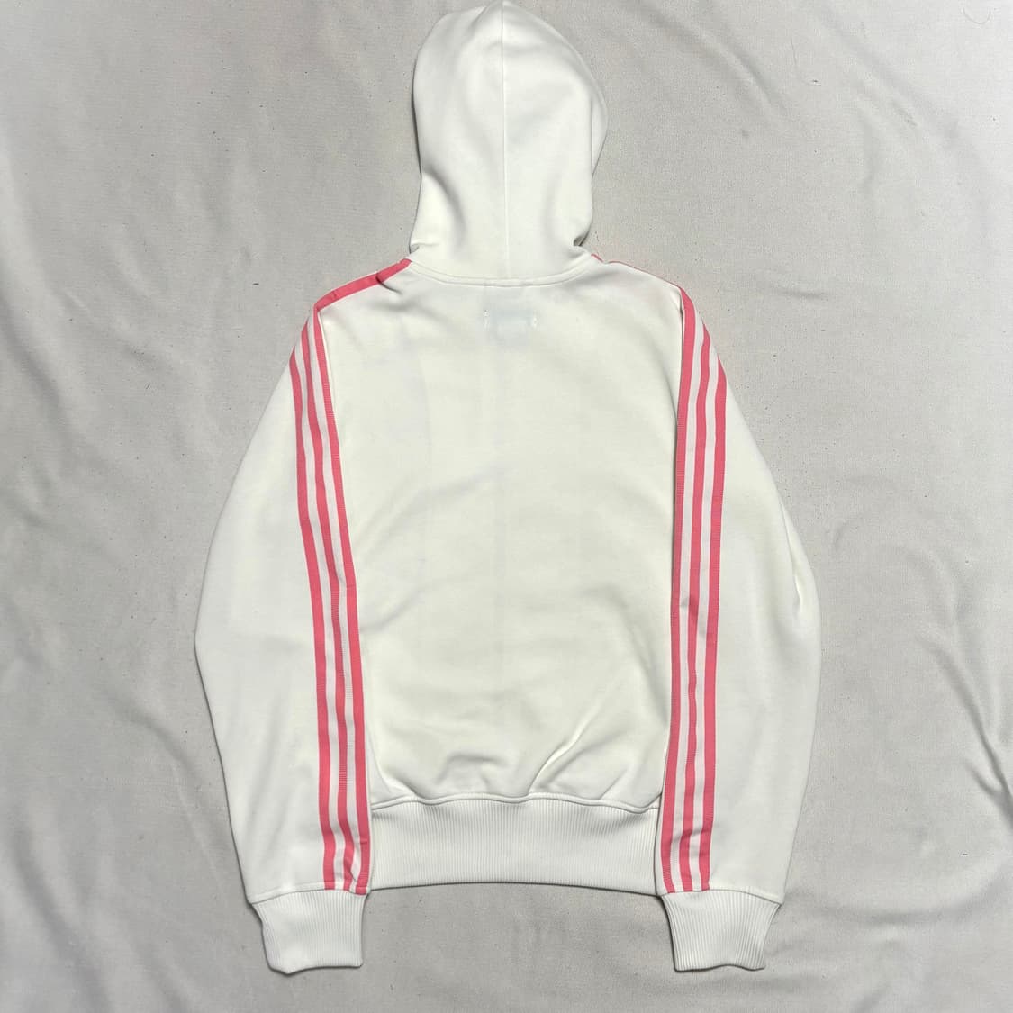 95 아디다스 여성용 핑크 삼선 화이트 후드 집업 상품이미지3