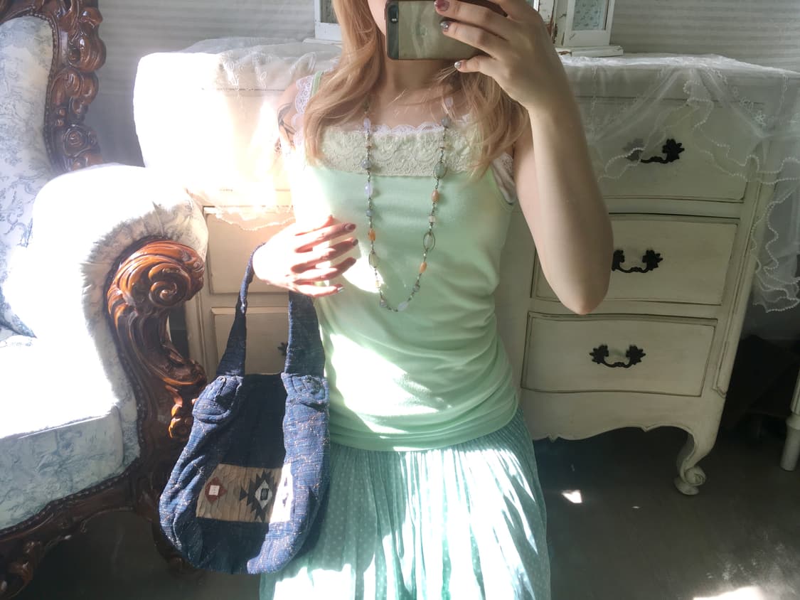 일본빈티지 멜론 레이스 슬리브리스 상품이미지1