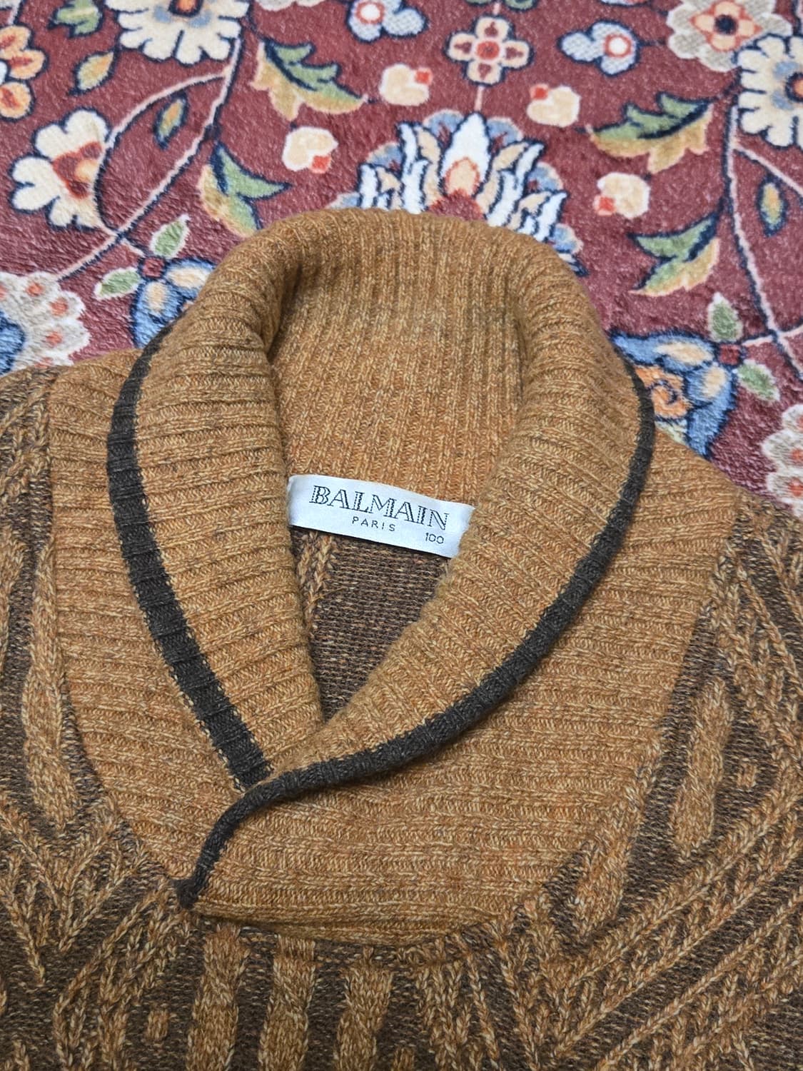 발망 빈티지 아가일 숄칼라 니트 (100) 상품이미지3