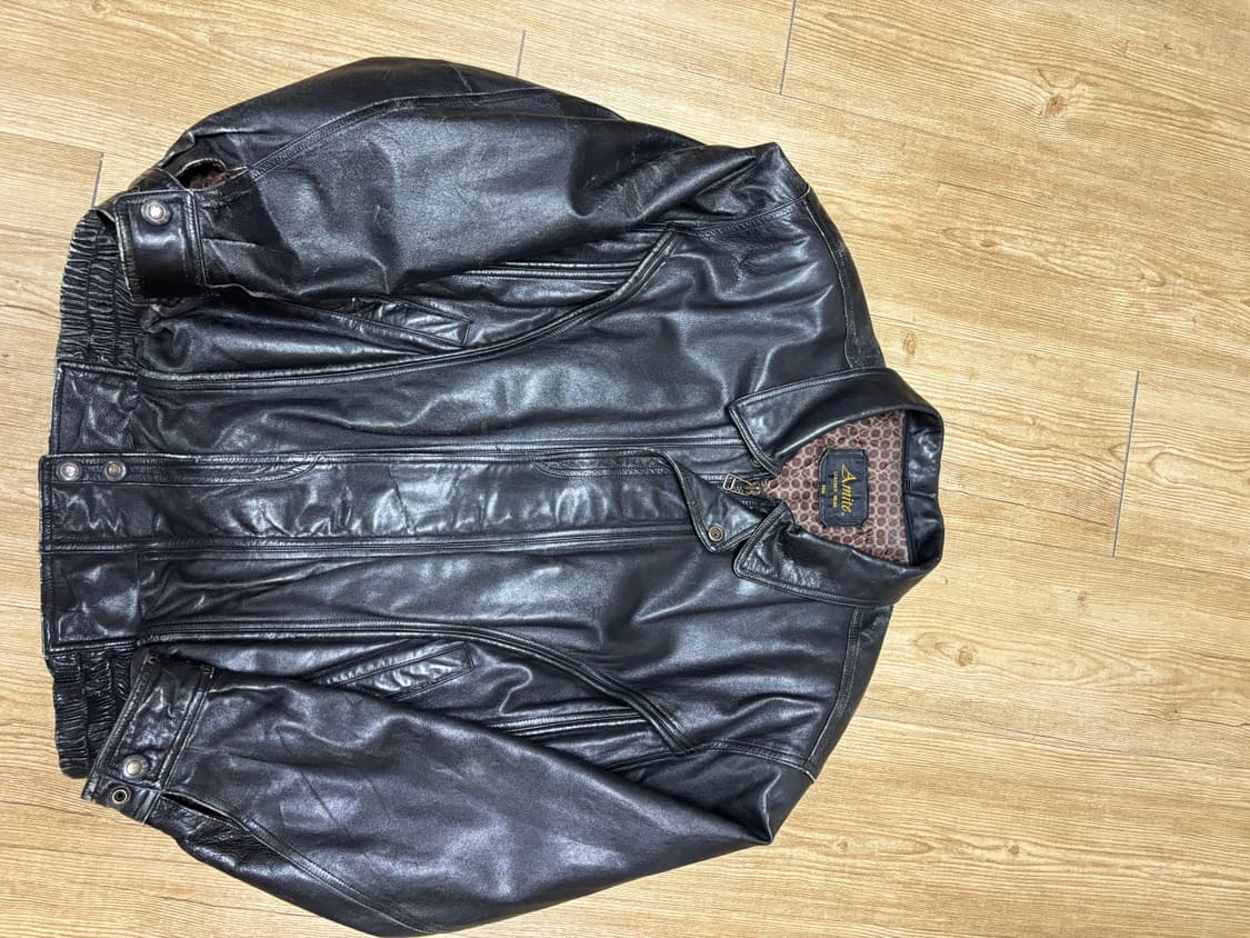 빈티지 레더 봄버 자켓 상품이미지4