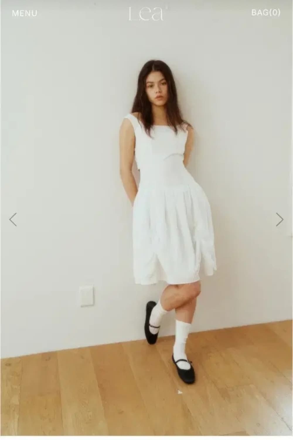 르에 Lea 화이트 리본 포인트 드레스 레이온65% 원피스 44~55 상품이미지2
