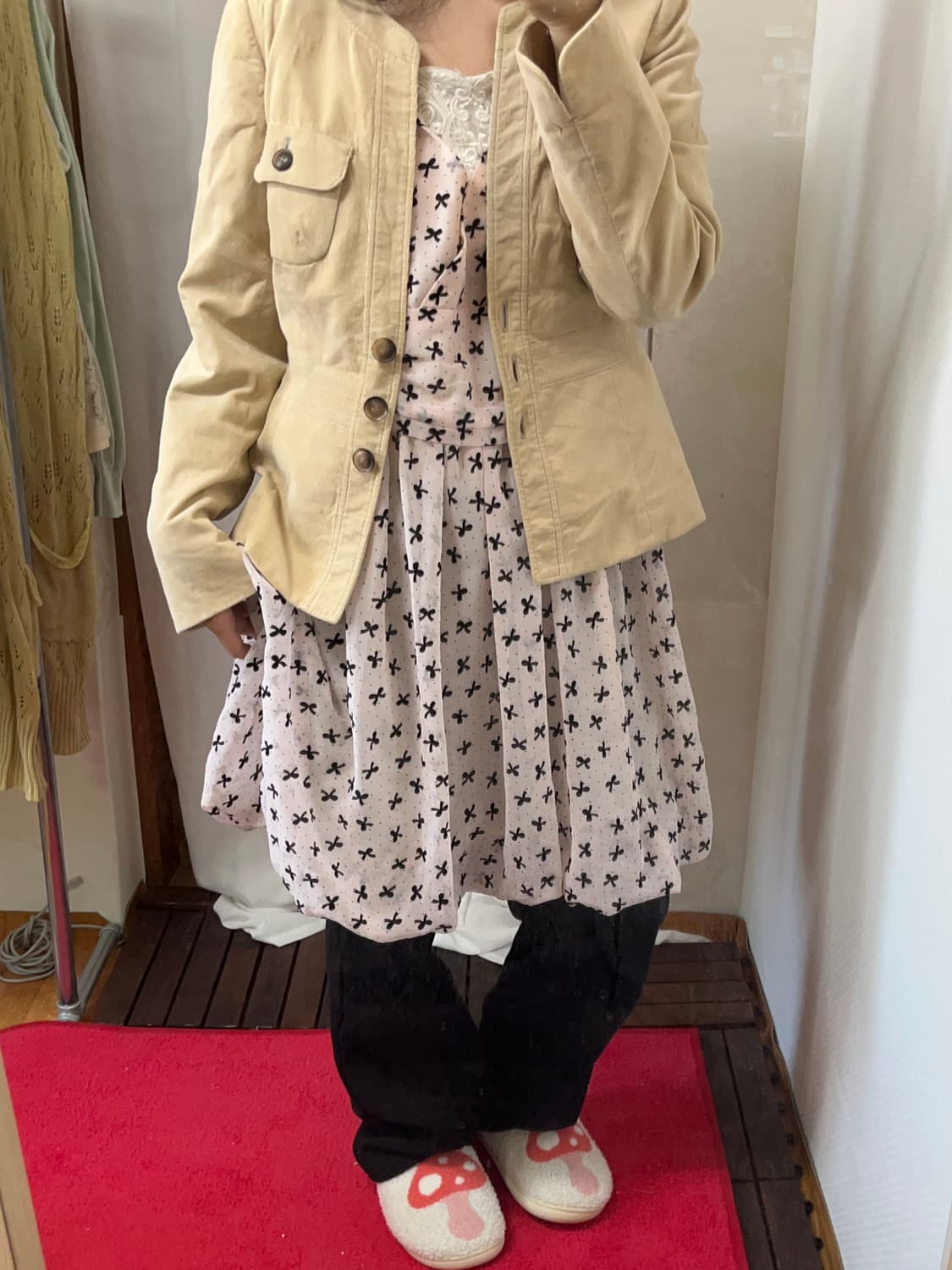 Vintage beige button slim jacket 상품이미지4