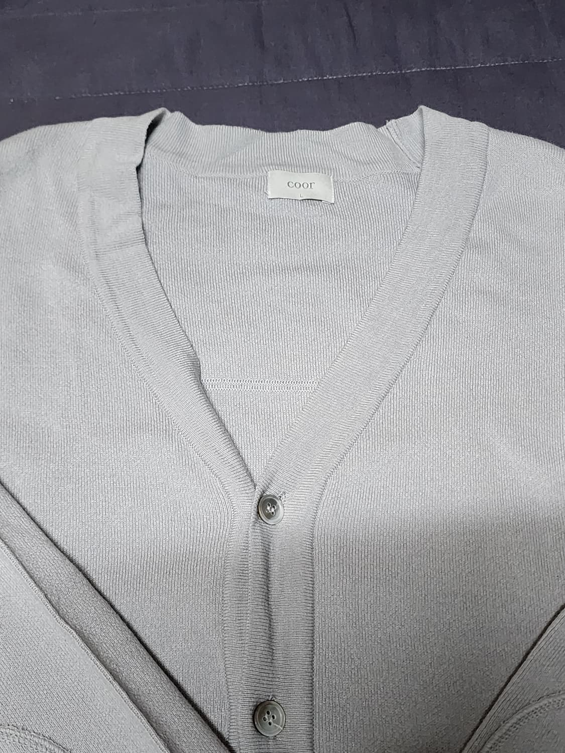 쿠어 오버핏 울 가디건 그레이 L 상품이미지3