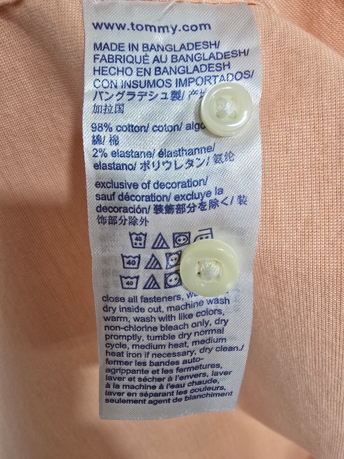 타미힐피거 연어색 셔츠 (1826) 상품이미지4