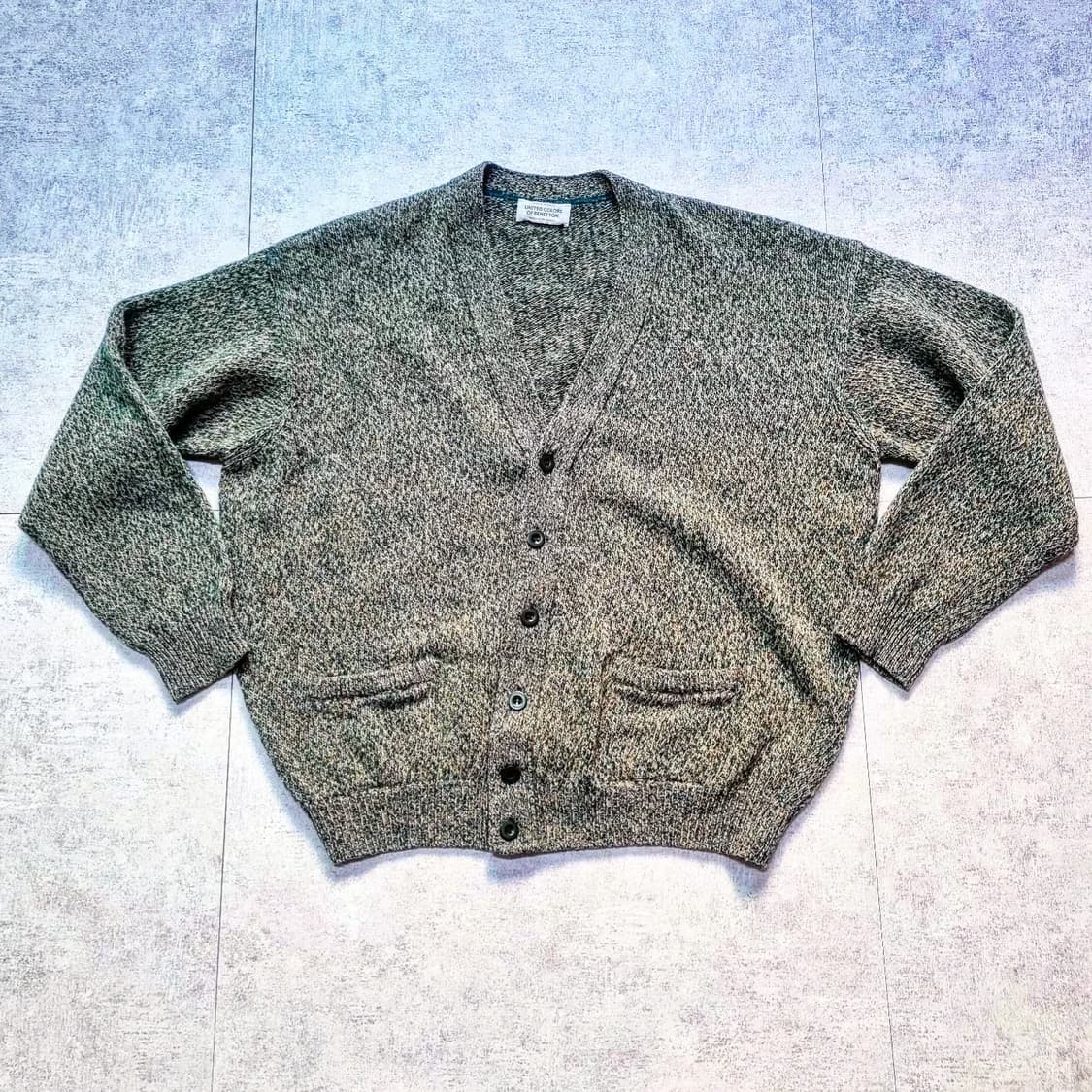 80s Italy 베네통 멀티컬러 울 가디건 L sz 상품이미지1