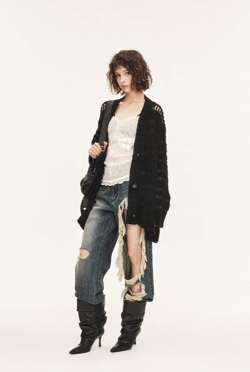 쓰리타임즈) Sora cardigan black 상품이미지1