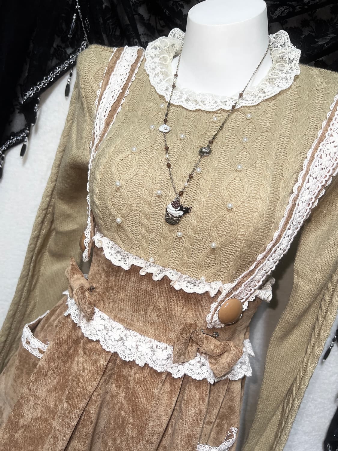 리즈리사 라떼갸루 로걀 프릴 리본 서스펜더 멜빵스커트 원피스 큐롯 로리타 상품이미지6