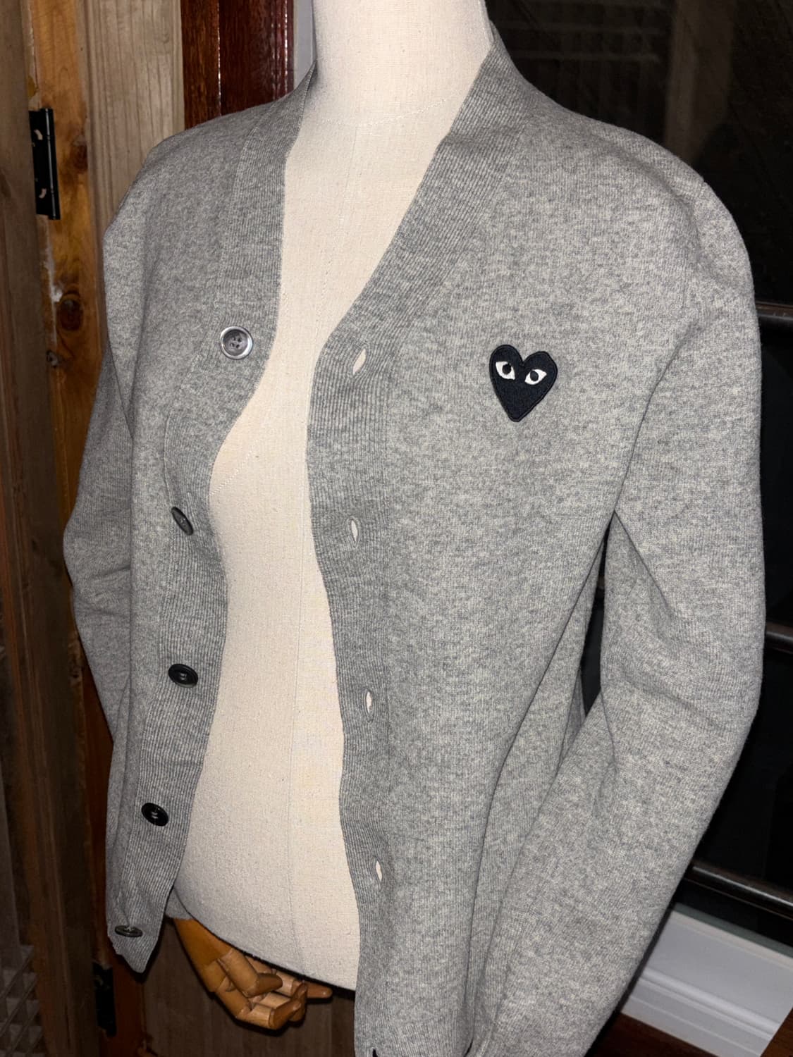 정품 꼼데가르송 플레이 가디건 그레이 S 상품이미지4