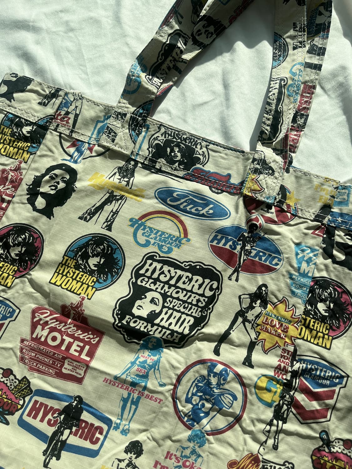 (초레어)히스테릭 글래머 아카이브 히스걸 로고 프린팅 토트백 가방 상품이미지3