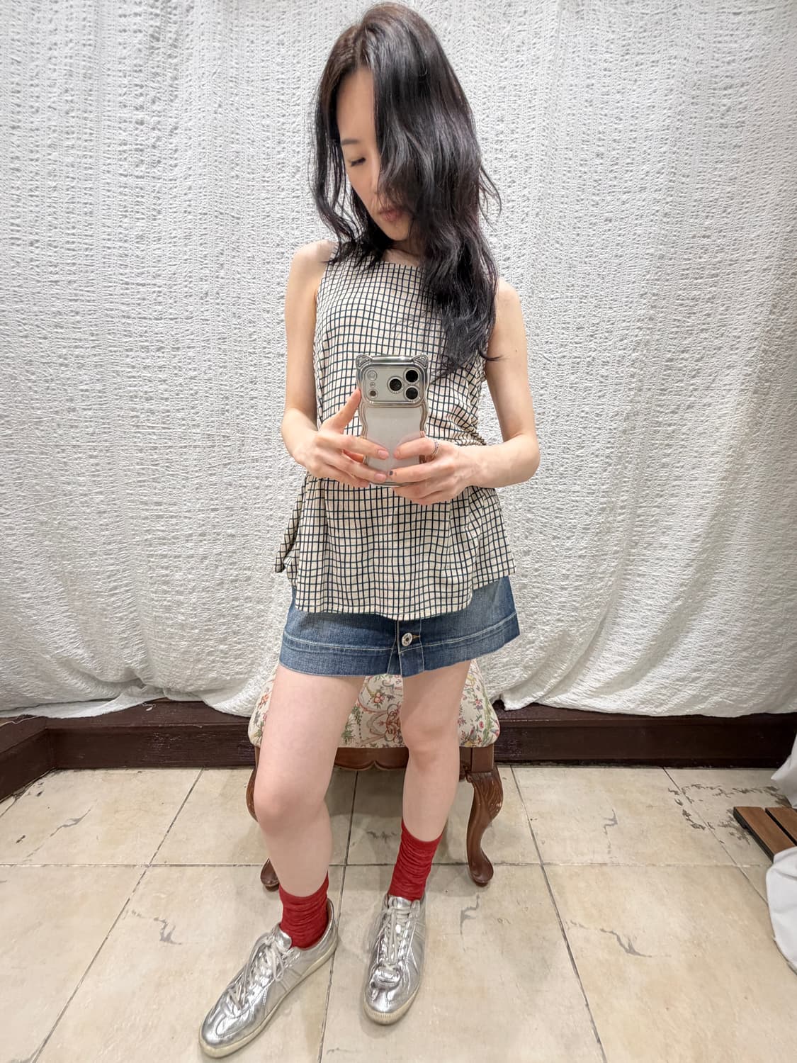 check pleats sleeveless 상품이미지1