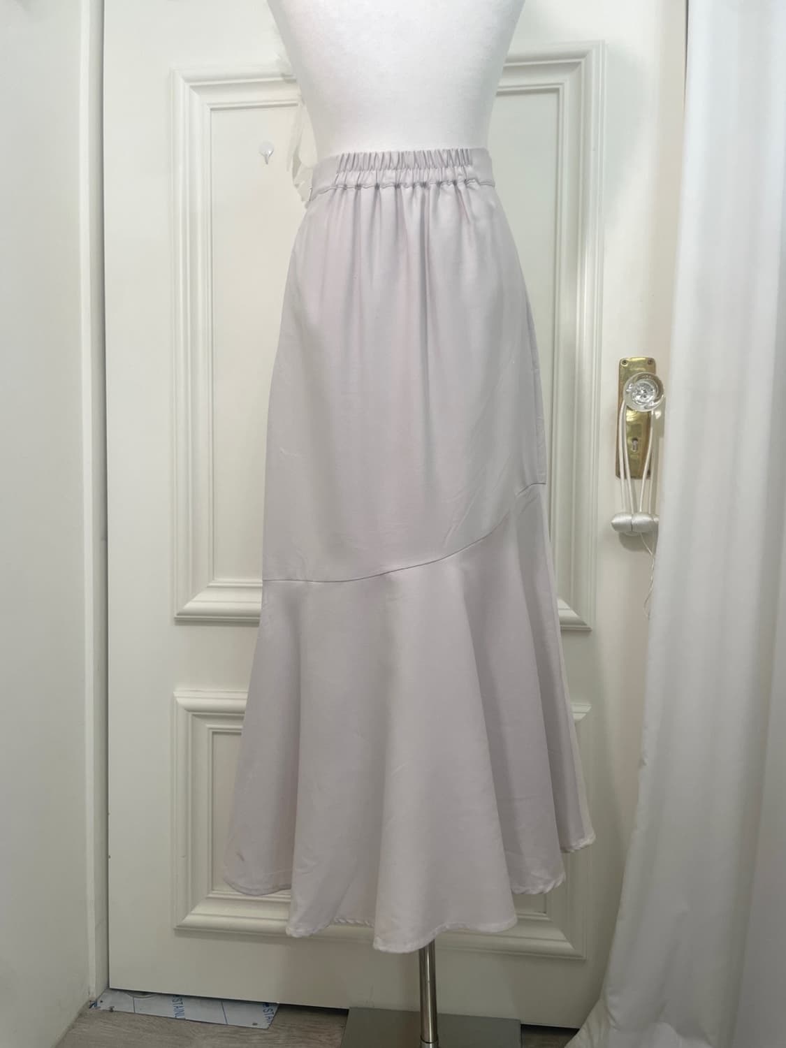 sheer pinkgray diagonal ruffle long skir 상품이미지4