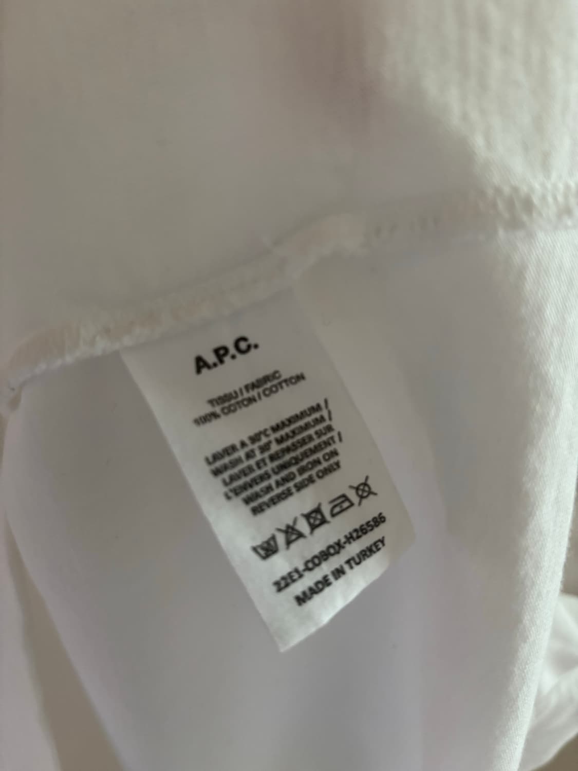 아페쎄 A.P.C. 화이트 로고 반팔 티셔츠 L 상품이미지4