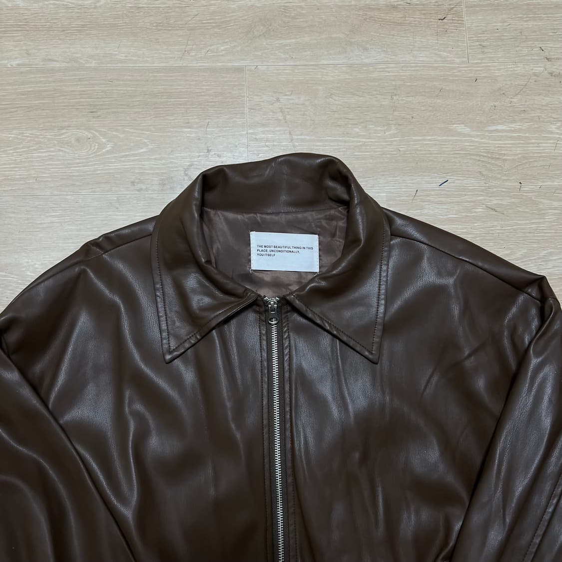 남성 카라 봄버 레더 라이더 가죽자켓 [브라운] L/100 상품이미지2