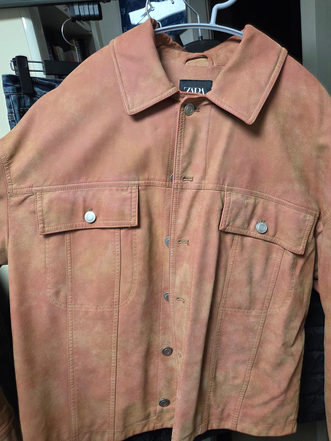 자라 빈티지 워싱 페이크 스웨이드 자켓  m사이즈 상품이미지3