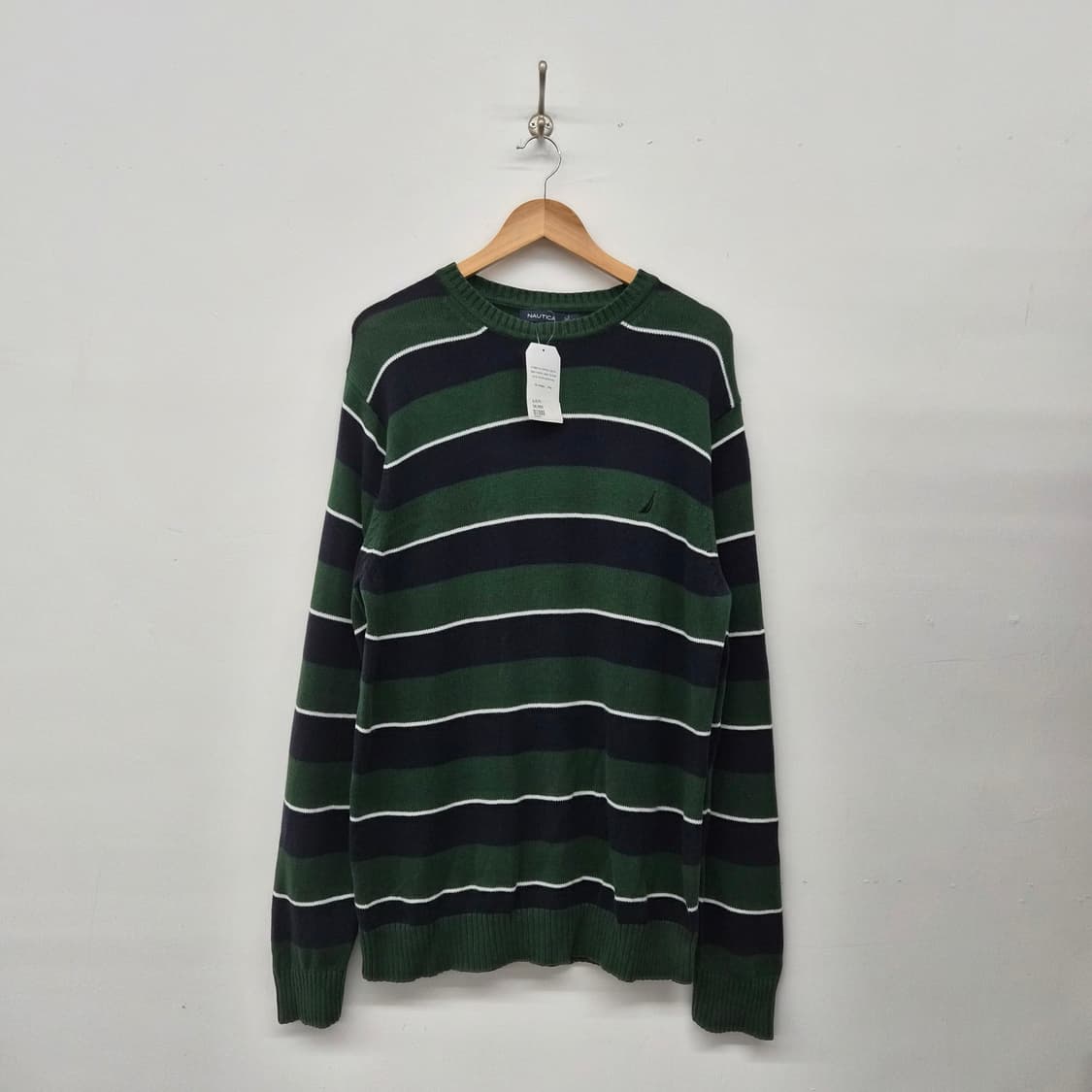 노티카 그린/네이비 블루스트라이프 그루넥 스웨터 남성 L 상품이미지1