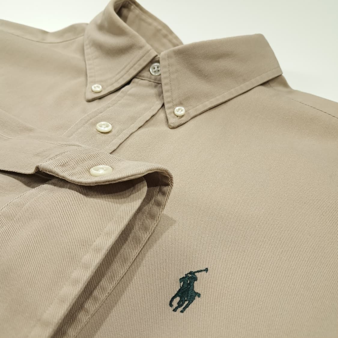 CL405 XL 폴로 90s 코튼 버튼다운 베이지 셔츠 남방 상품이미지4