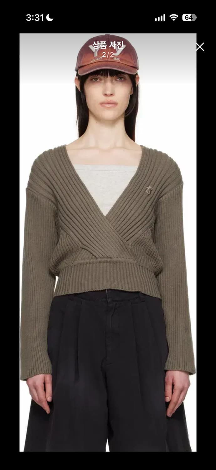 희귀매물!! 오픈와이와이 open yy criss 니트 / 카키색 새상품 상품이미지1