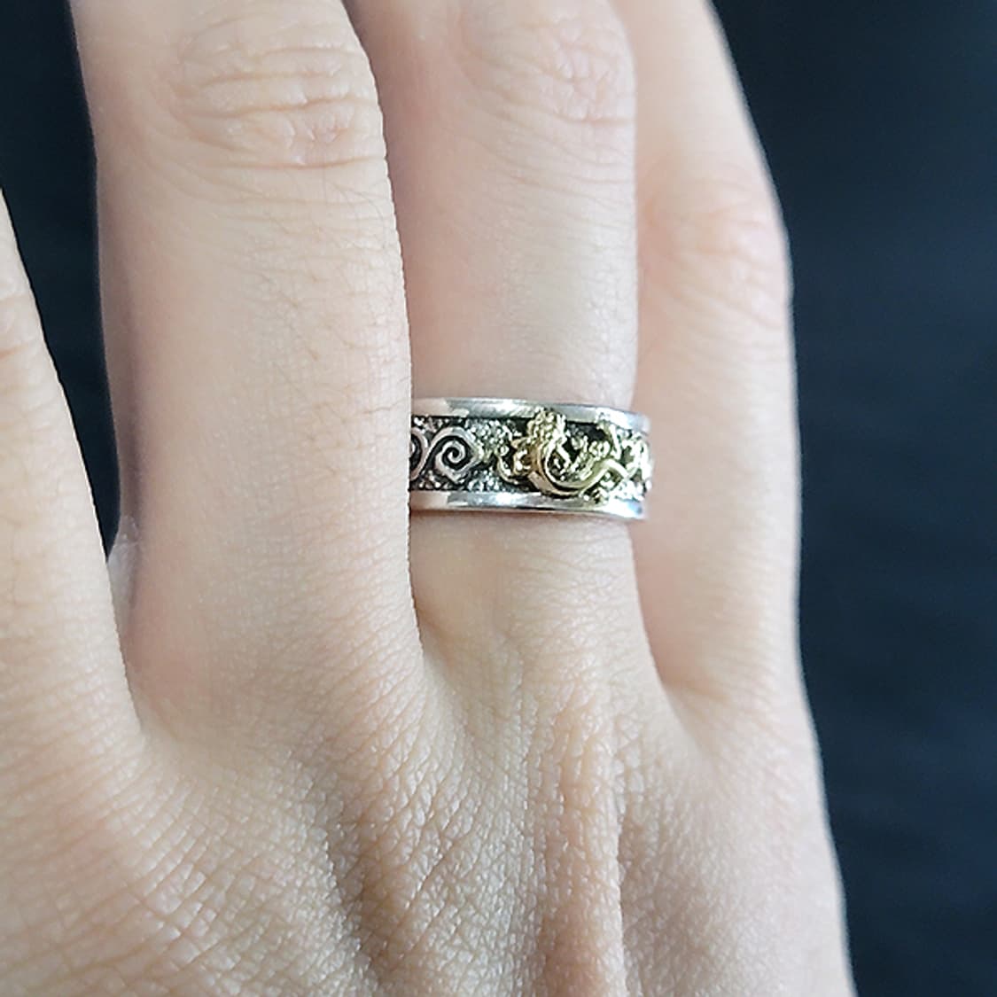 Gildrak 백동 남자 엔틱 빈티지 명품 회오리 용 드래곤 반지 상품이미지7