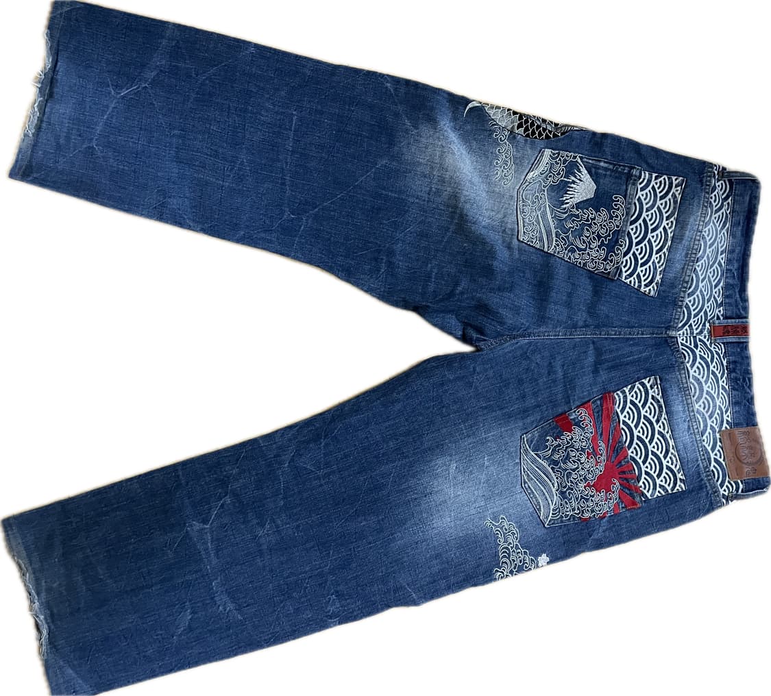 카라쿠리타마시 자수 데님팬츠  상품이미지2