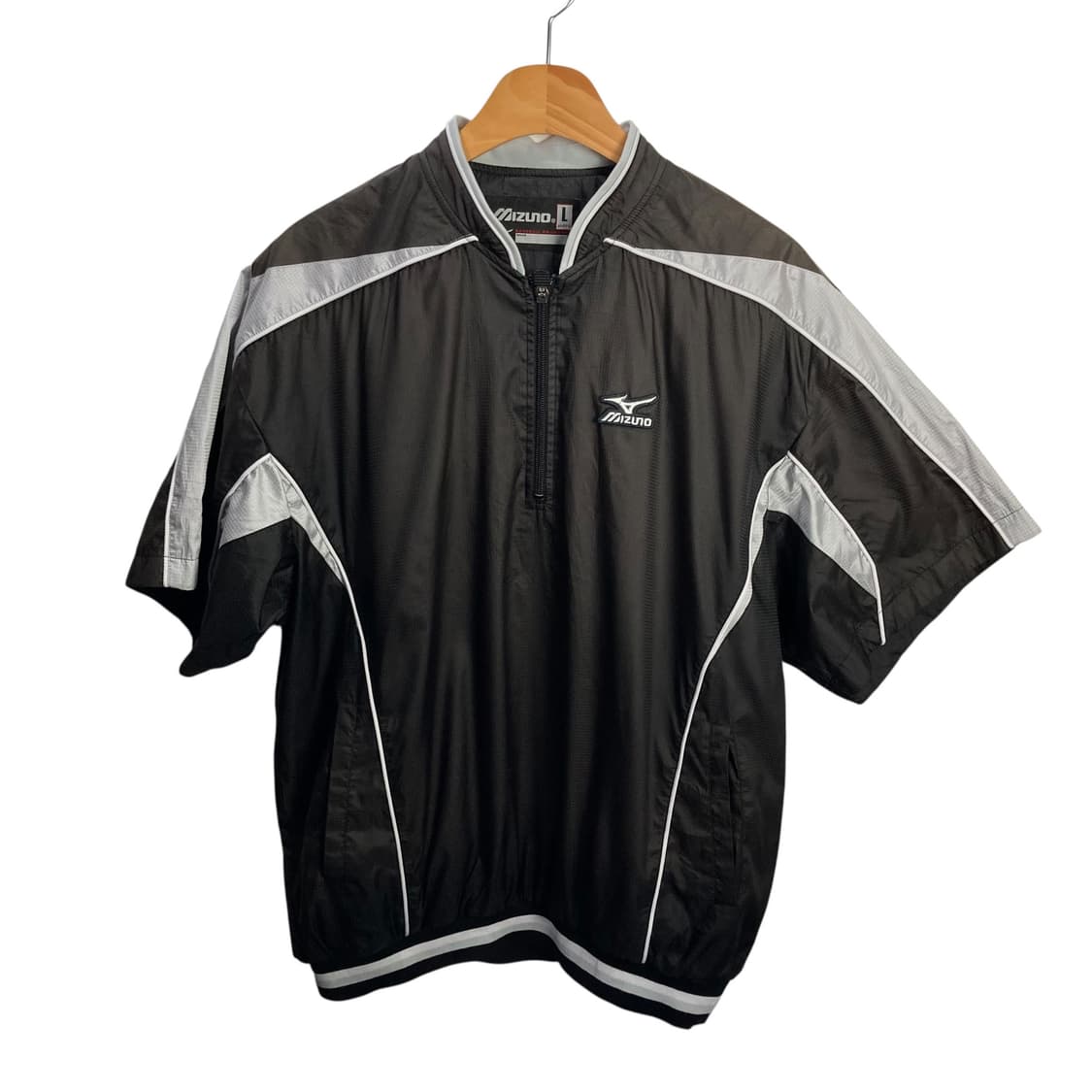 미즈노 브라운 배색 반팔 반집업 상품이미지2