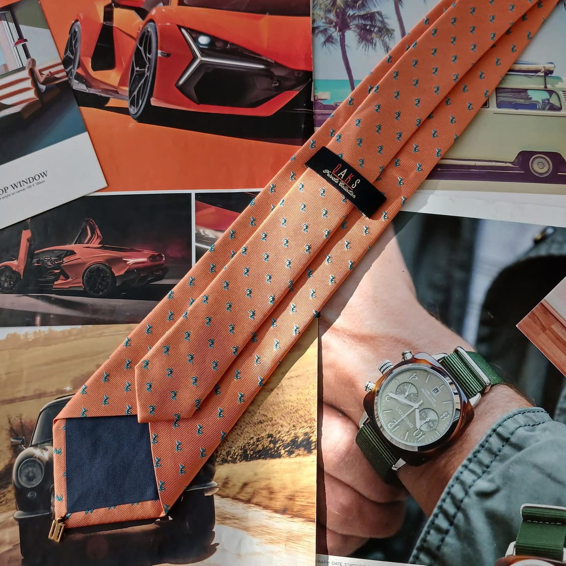 닥스 실크 오렌지 펠리칸 패턴 넥타이 8.3cm A+등급 A19429
 상품이미지4