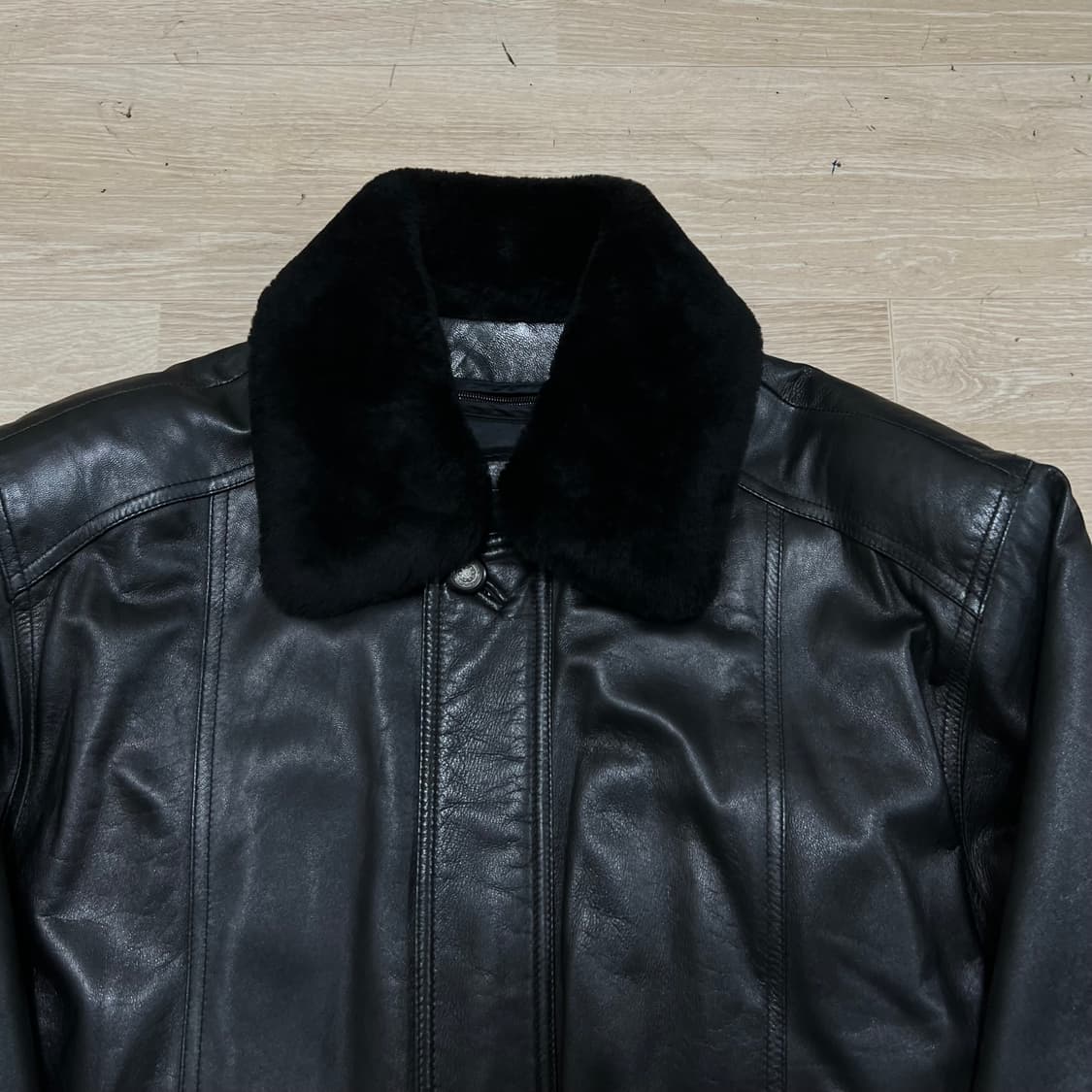 골프브라더스 램스킨 퍼카라 양가죽 무스탕자켓 [블랙] XL/105 상품이미지2