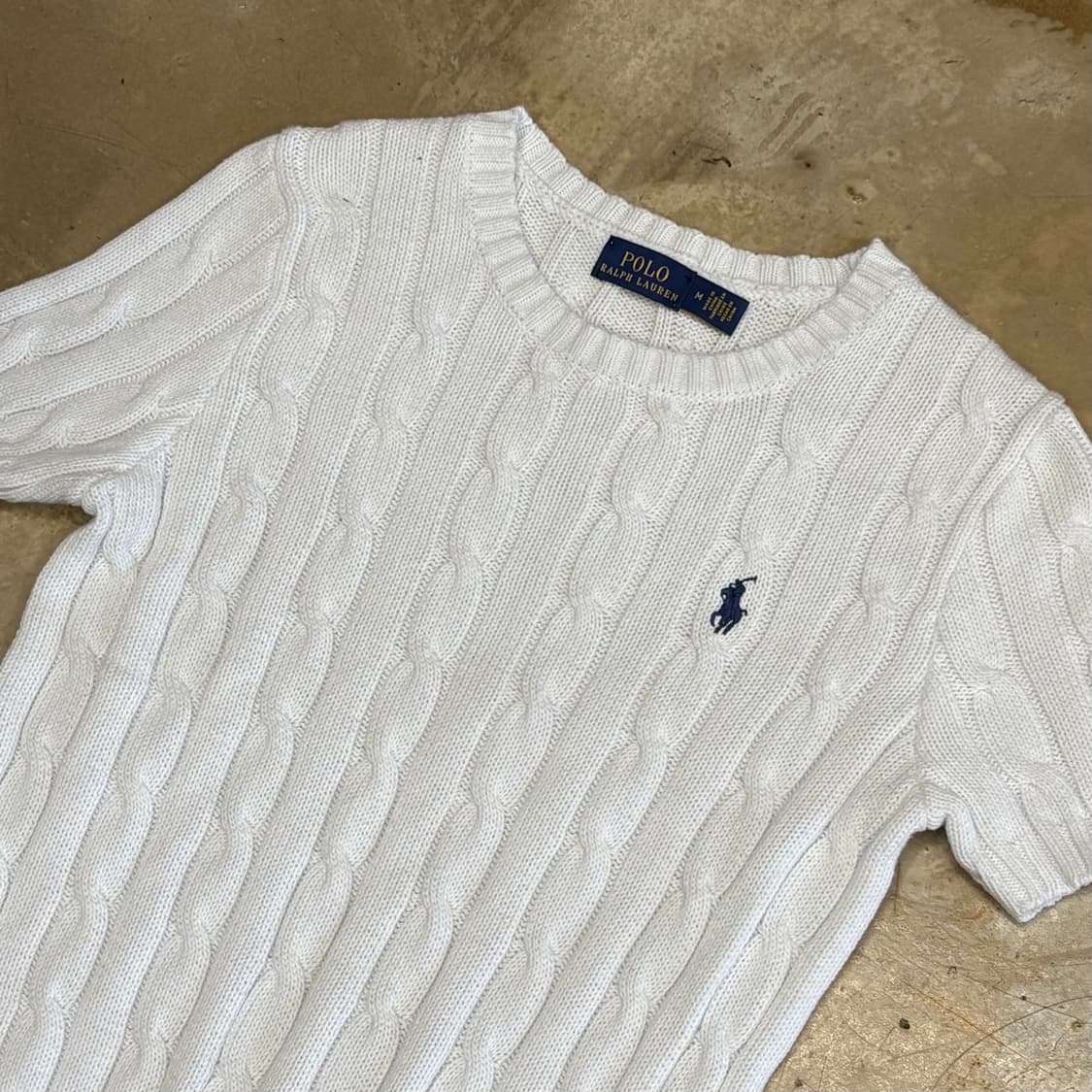 M 폴로랄프로렌 케이블 화이트 여성용 반팔니트  상품이미지1