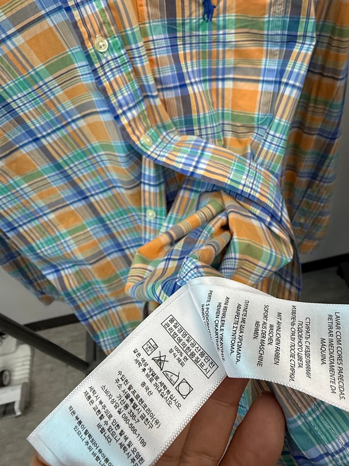 100-105) 폴로 오렌지 체크셔츠  상품이미지6