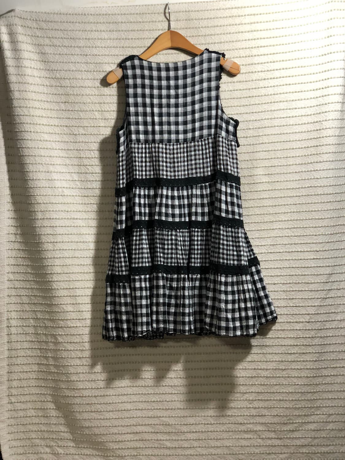 일본 빈티지 블랙 미니 체크 패턴 숏 모리걸 원피스 상품이미지2