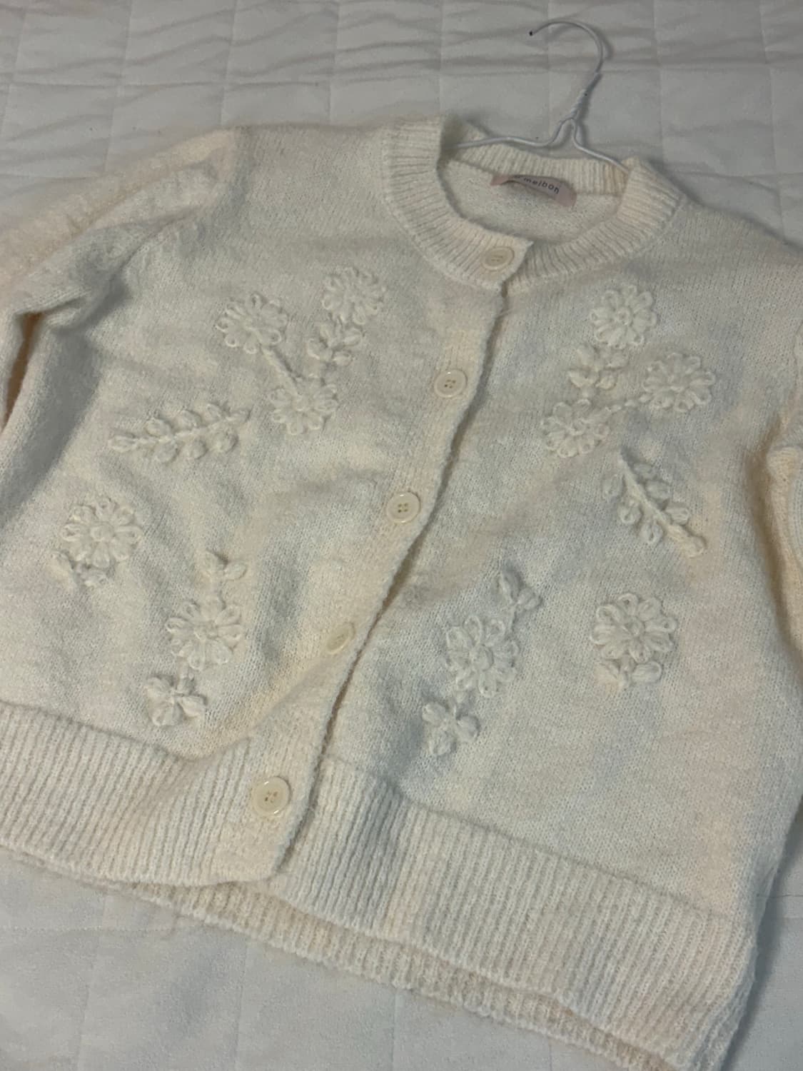 멜본 아이보리 꽃 가디건 상품이미지1