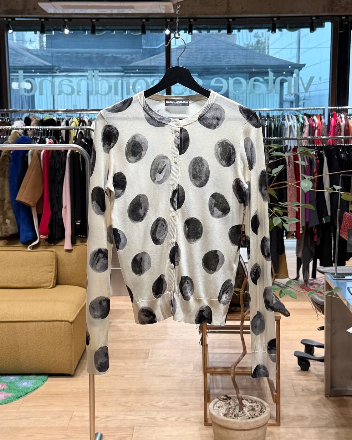 돌체앤가바나 오프 화이트 브러시 스트로크 프린트 실크 가디건  상품이미지1