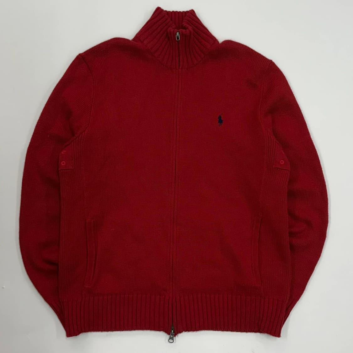 폴로 랄프로렌 레드 코튼 니트 집업 희귀져지(L) 상품이미지2