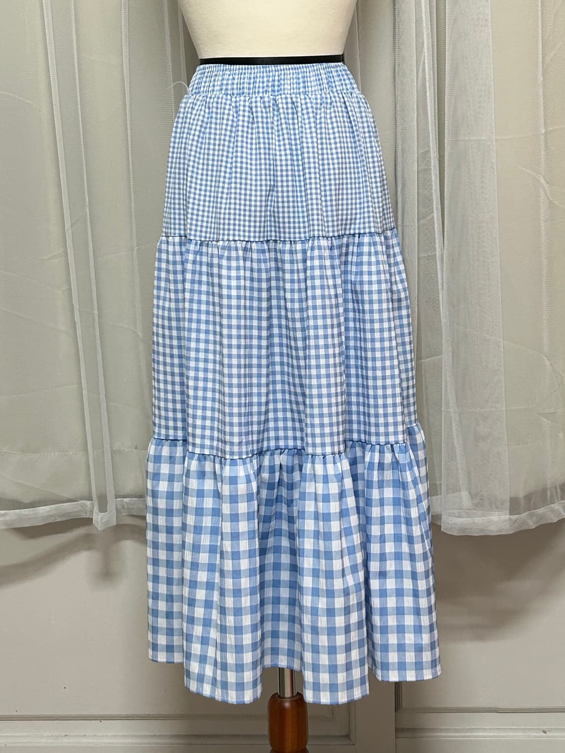모리 하구미깔 체크 롱 패치 스커트 상품이미지2