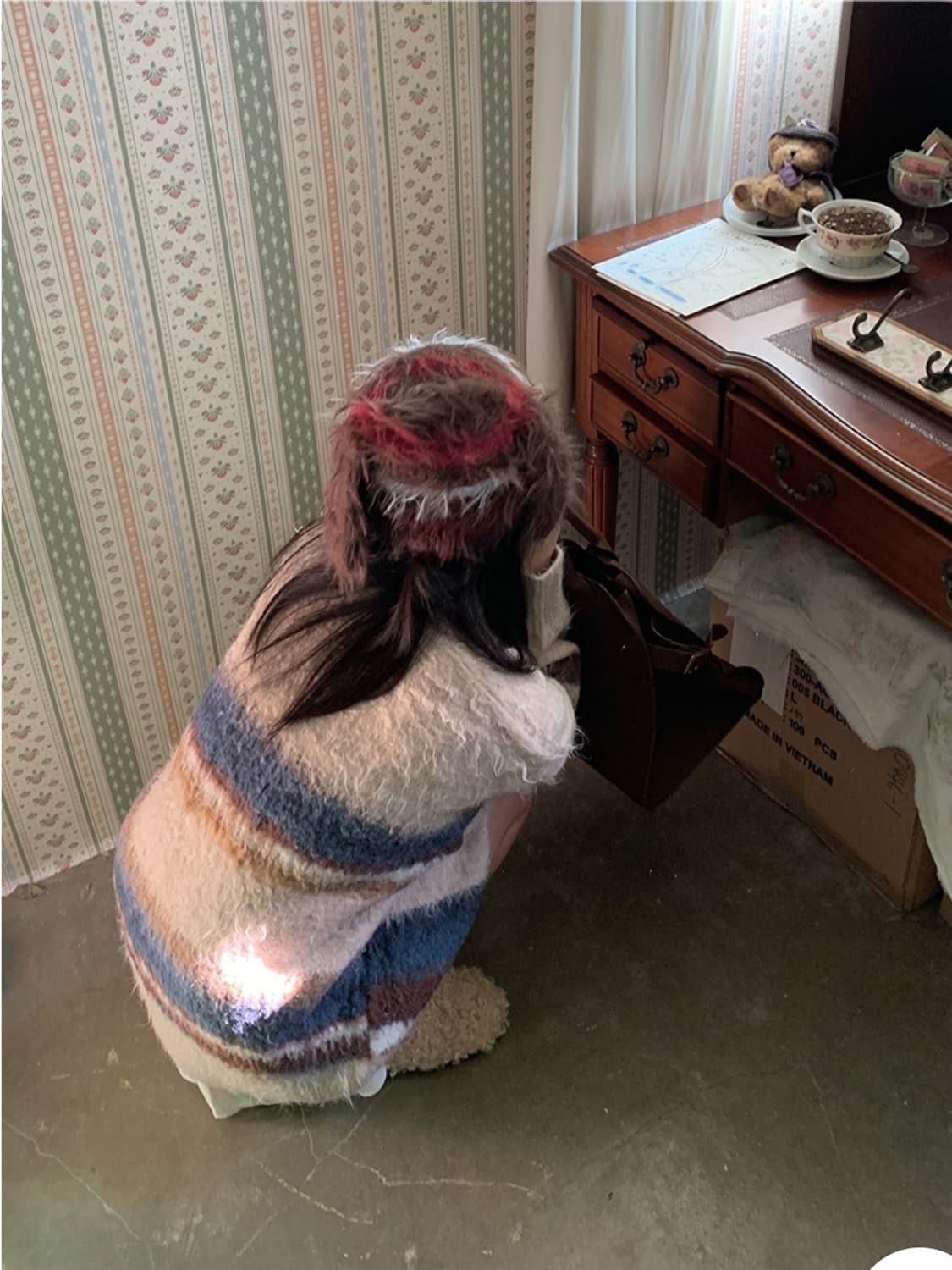 포포리 헤어리 니트가디건 상품이미지7