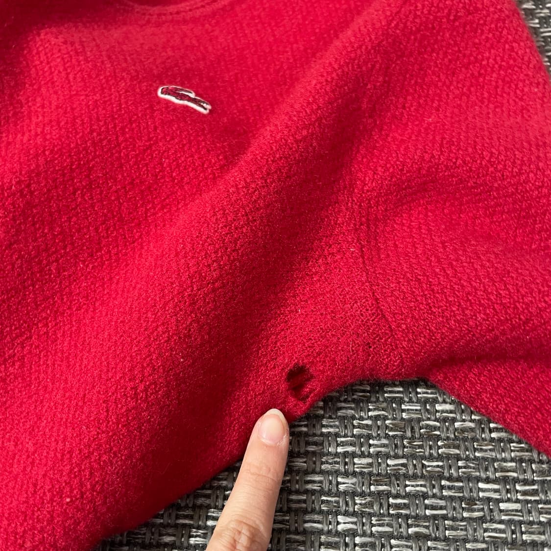 라코스테 레드 로고패치 울 긴팔 니트 38 상품이미지5