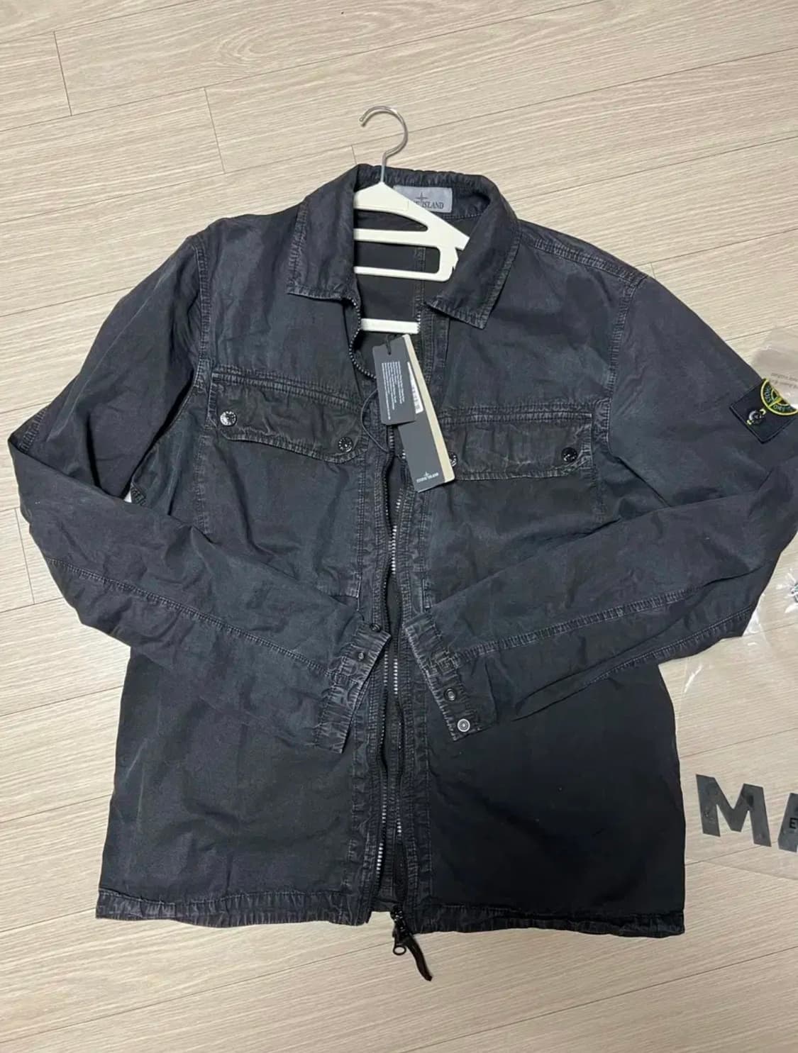 23FW 스톤아일랜드 브러쉬드 오가닉 코튼 오버셔츠 L 블랙 상품이미지1