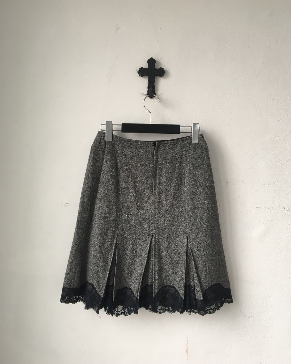 Lace trimming pleats skirt 상품이미지2