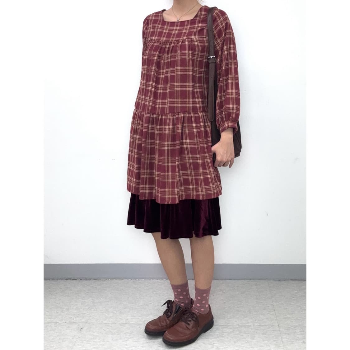 빈티지 버건디 벨벳 스커트 상품이미지7