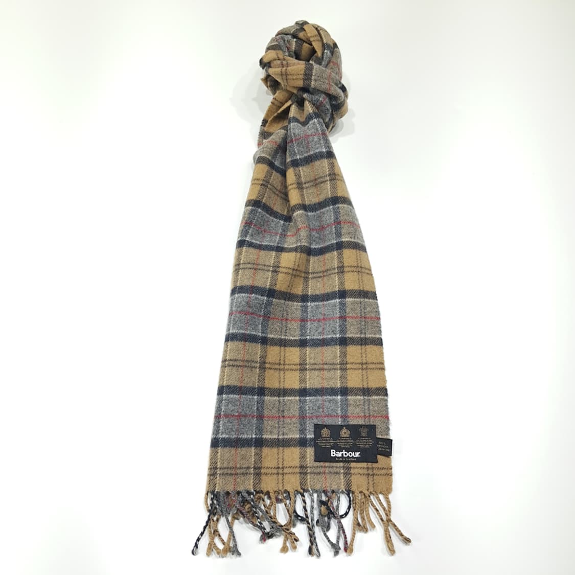 MX651 바버 90s 스코틀랜드판 램스울 타탄 카멜 머플러 목도리 상품이미지3