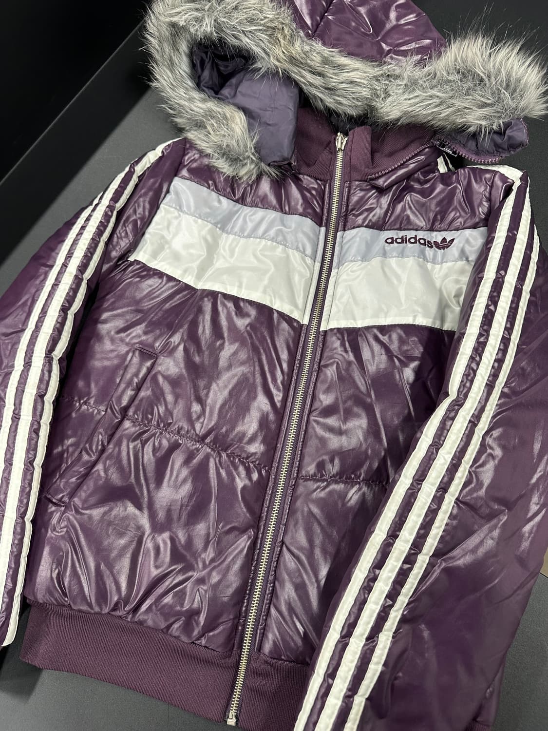 아디다스 퍼플 퀄팅 패딩 자켓 상품이미지4
