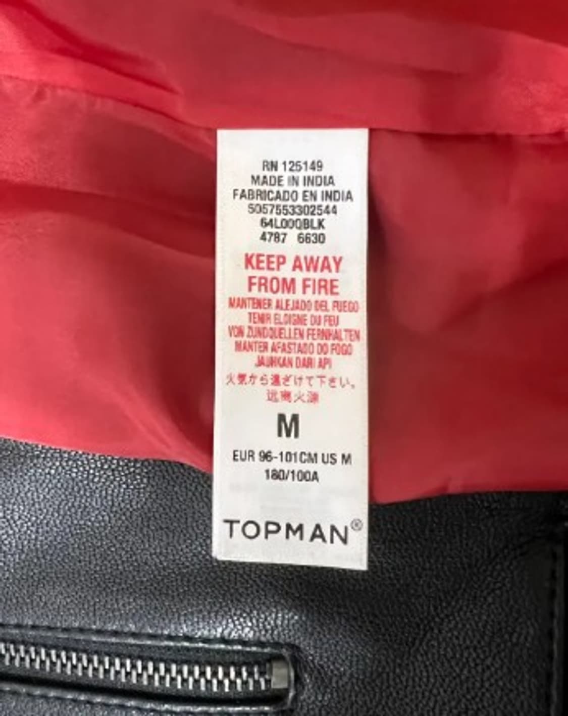 수입) 탑맨(TOPMAN) 남성 레더자켓 라이더자켓 100 상품이미지6