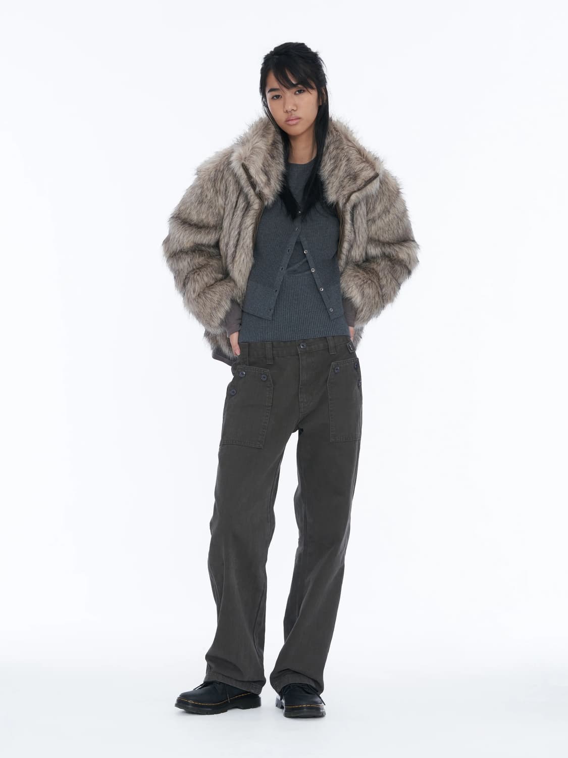 웰빙익스프레스 퍼 자켓 그레이 M 상품이미지3