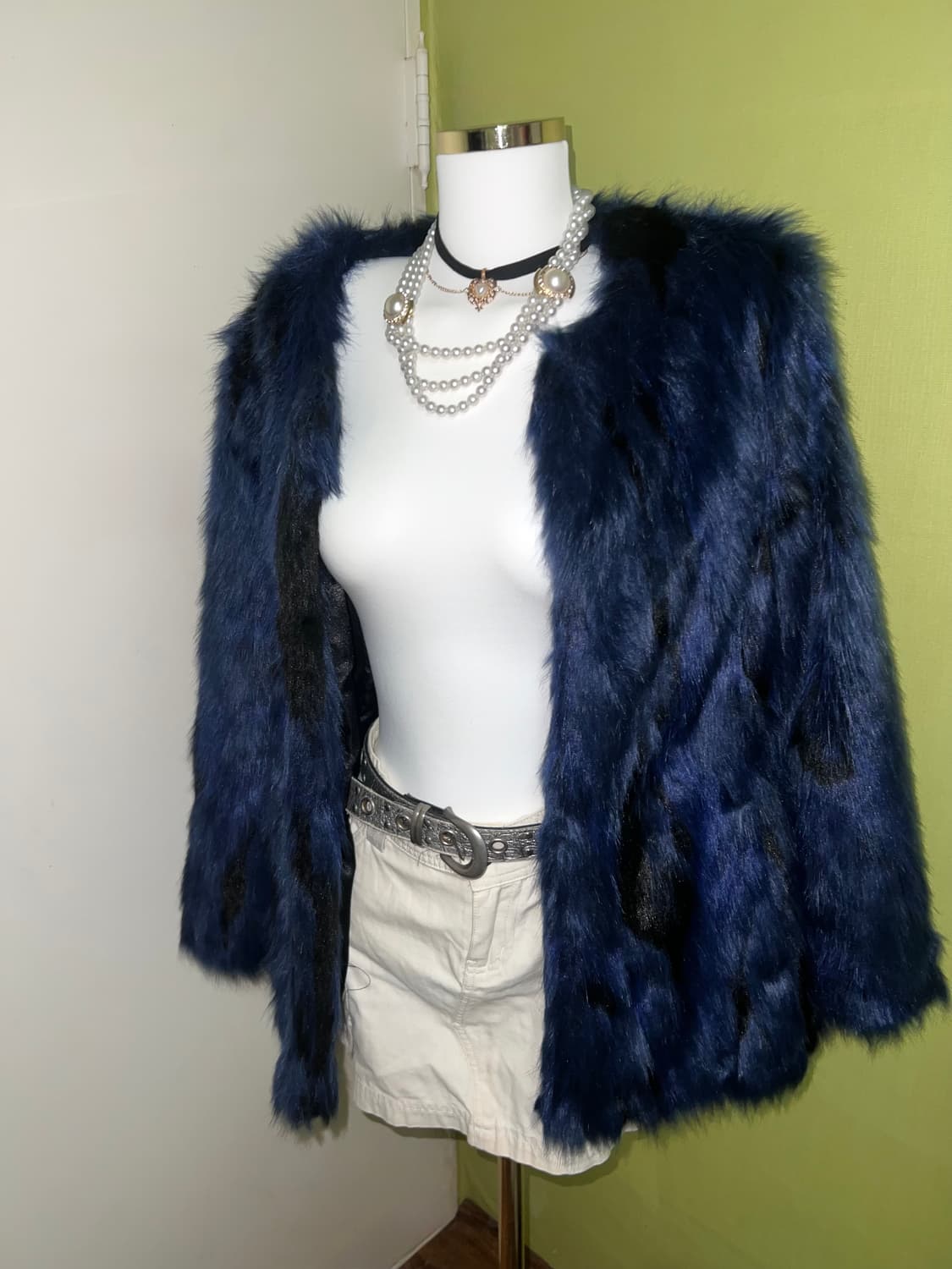 ✨Vintage blue cow pattern fur 오네갸루 퍼자켓✨ 상품이미지1