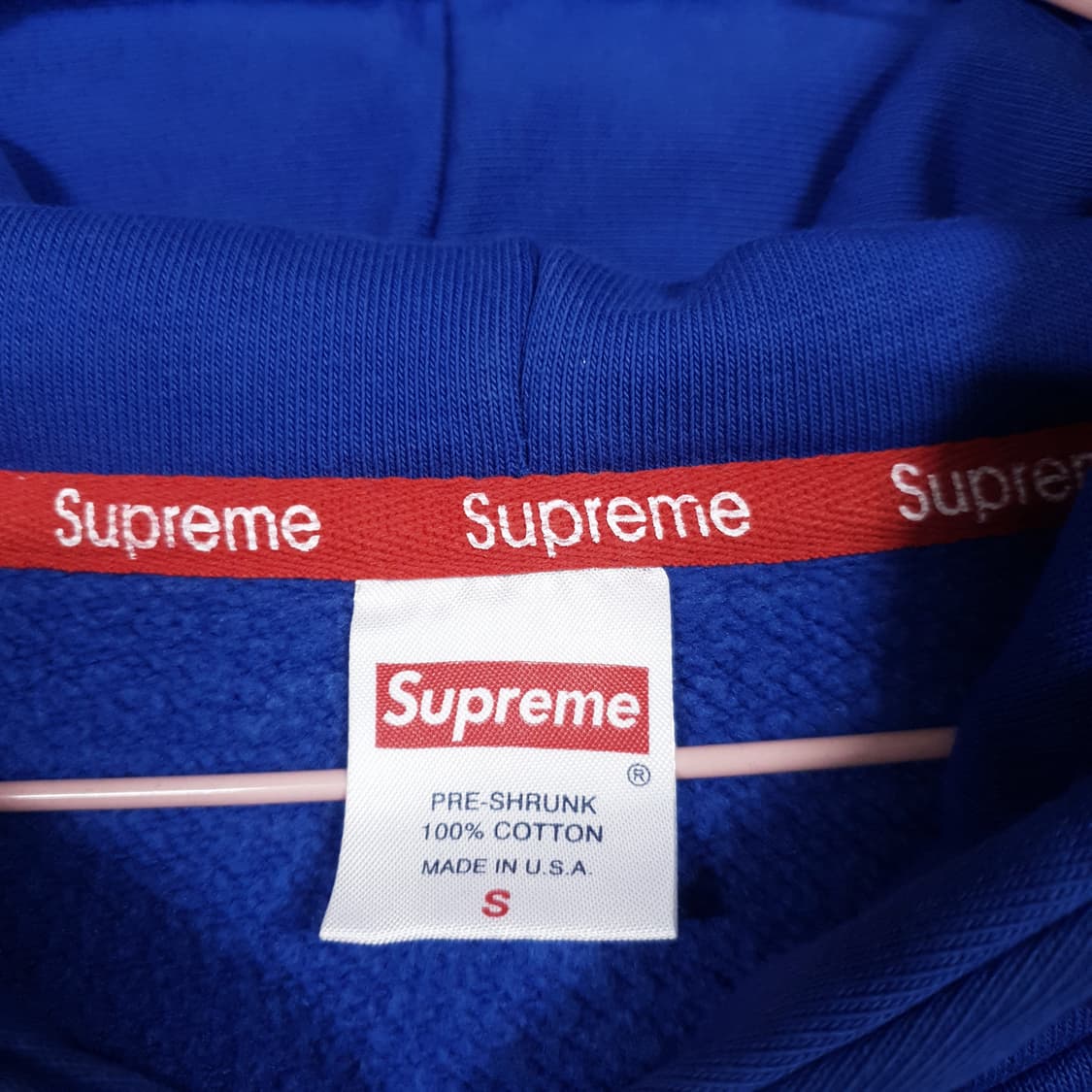 실측 M) 슈프림 X 챔피온 박스 로고 후드티 스웻셔츠 후디 블루 상품이미지4