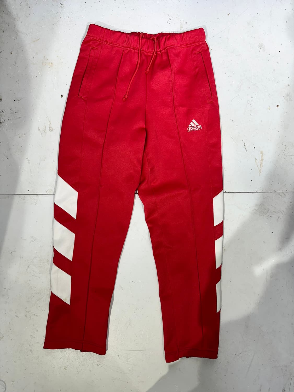 90s 아디다스 이큅먼트 와이드 레드 화이트 스몰 로고 추리닝 바지 L 상품이미지4